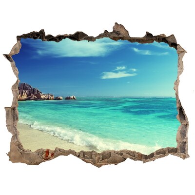 Autocolant 3D gaura cu priveliște Plaja seychelles