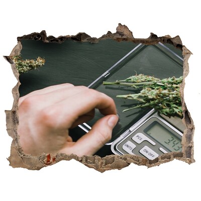 Autocolant 3D gaura cu priveliște Marijuana topuri