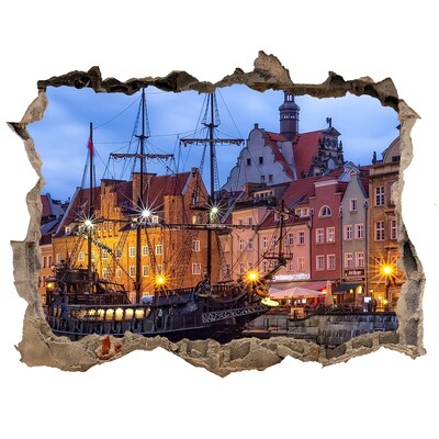 Autocolant 3D gaura cu priveliște Polonia gdańsk