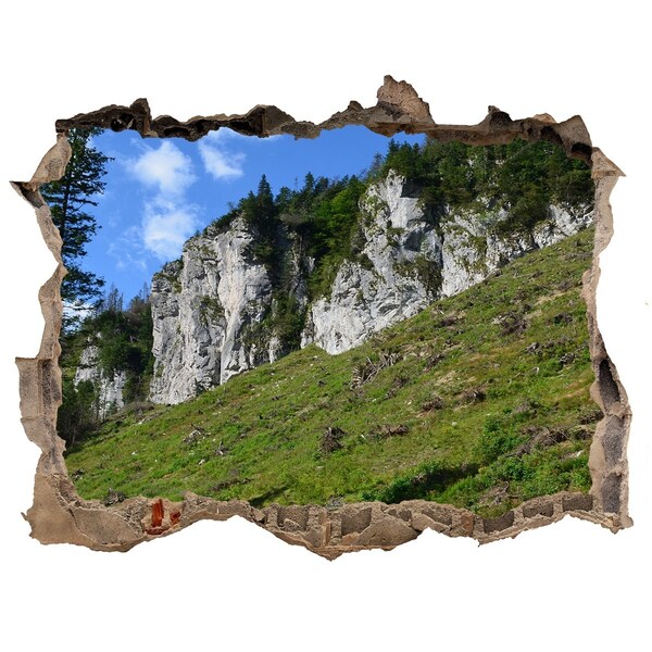 Fototapet un zid spart cu priveliște Vârfuri stâncoase