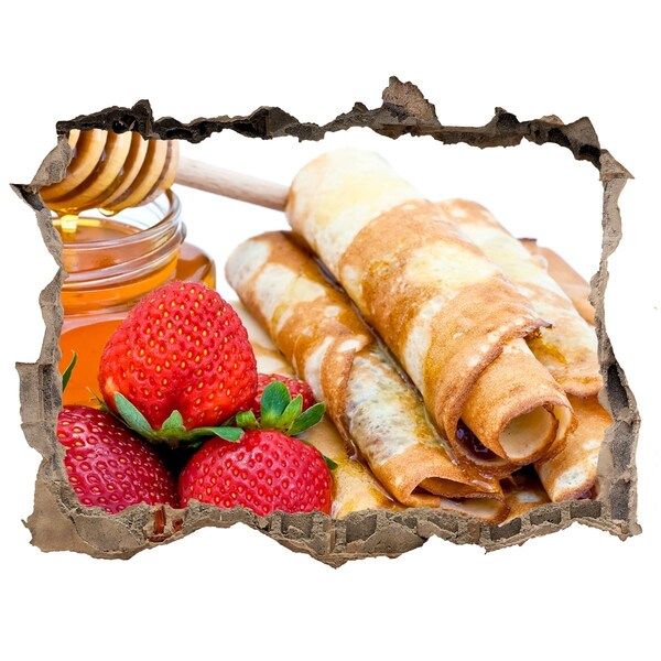 Autocolant un zid spart cu priveliște Clătite delicioase cu căpșuni