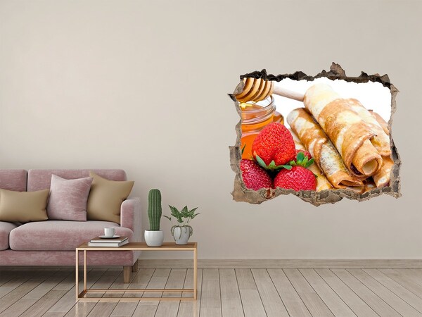 Autocolant un zid spart cu priveliște Clătite delicioase cu căpșuni