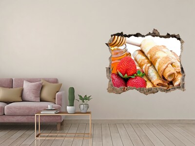 Autocolant un zid spart cu priveliște Clătite delicioase cu căpșuni
