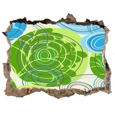 Autocolant gaură 3D Modele în verde și albastru