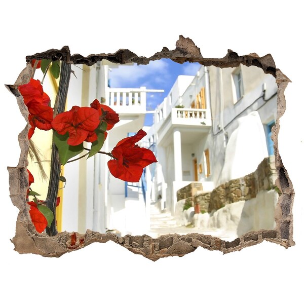 Autocolant un zid spart cu priveliște Mykonos grecia