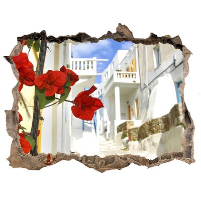 Autocolant un zid spart cu priveliște Mykonos grecia