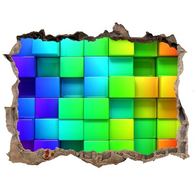 Autocolant de perete gaură 3D Cutii colorate