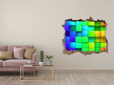 Autocolant de perete gaură 3D Cutii colorate