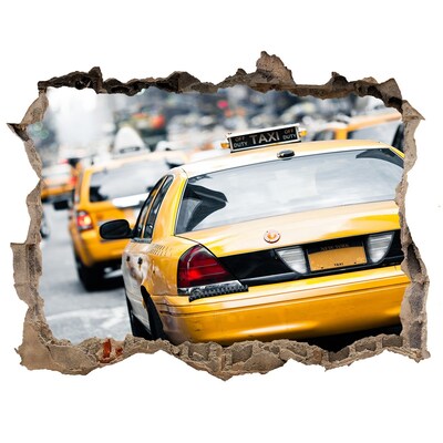 Autocolant un zid spart cu priveliște New york taxiuri