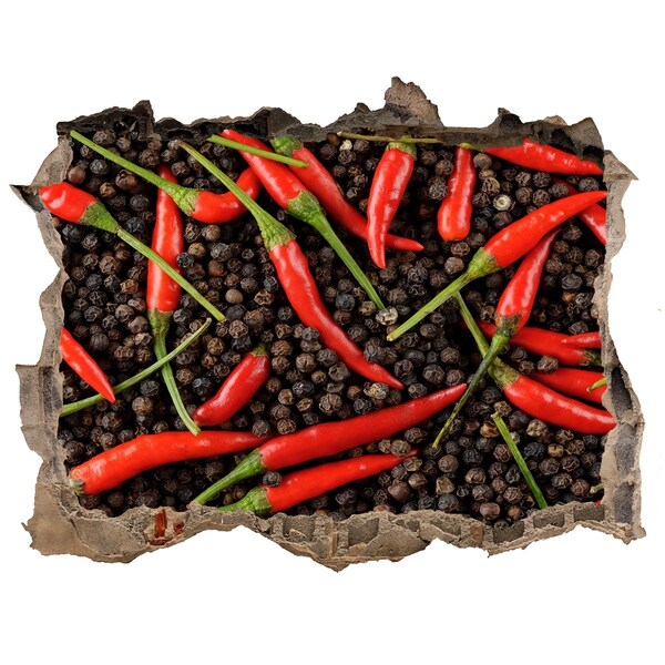 Fototapet un zid spart cu priveliște Gaură în perete cu mirodenii