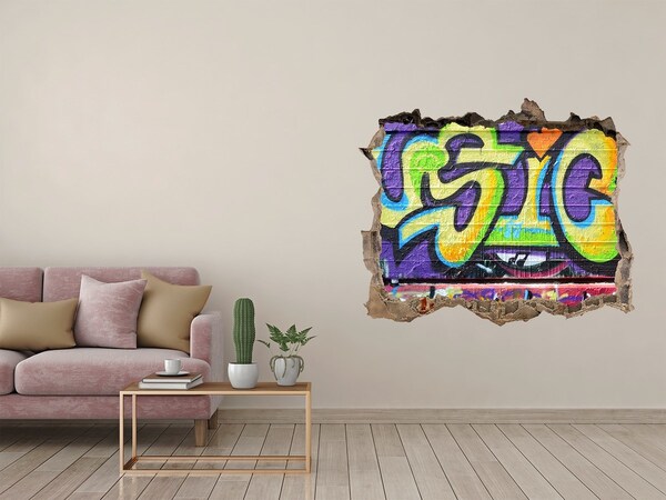 Autocolant de perete gaură 3D Graffiti pe un perete deteriorat