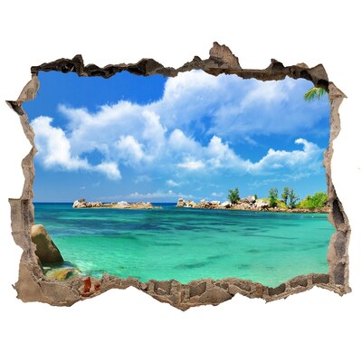 Autocolant gaură 3D Plaja seychelles