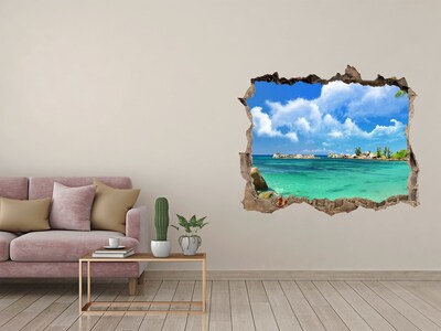 Autocolant gaură 3D Plaja seychelles