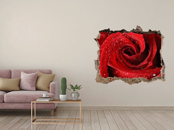 Autocolant gaură 3D Picaturi pe un trandafir