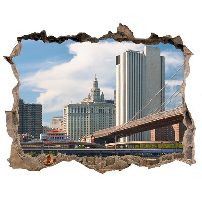 Autocolant de perete gaură 3D Podul brooklyn