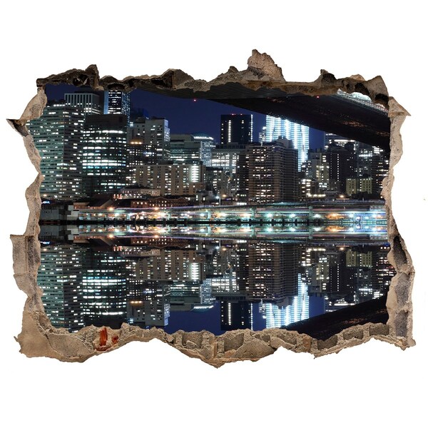 Autocolant de perete gaură 3D Podul brooklyn
