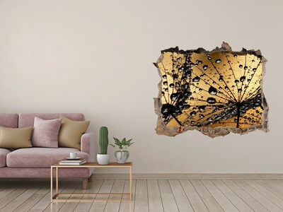 Fototapet un zid spart cu priveliște Picături pe frunze