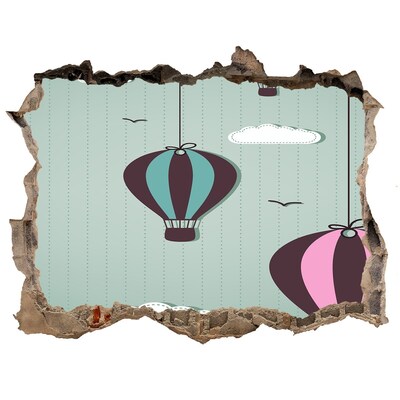 Autocolant de perete gaură 3D Baloane pe cer