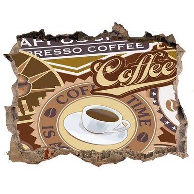 Autocolant de perete gaură 3D Plăcerea cafelei