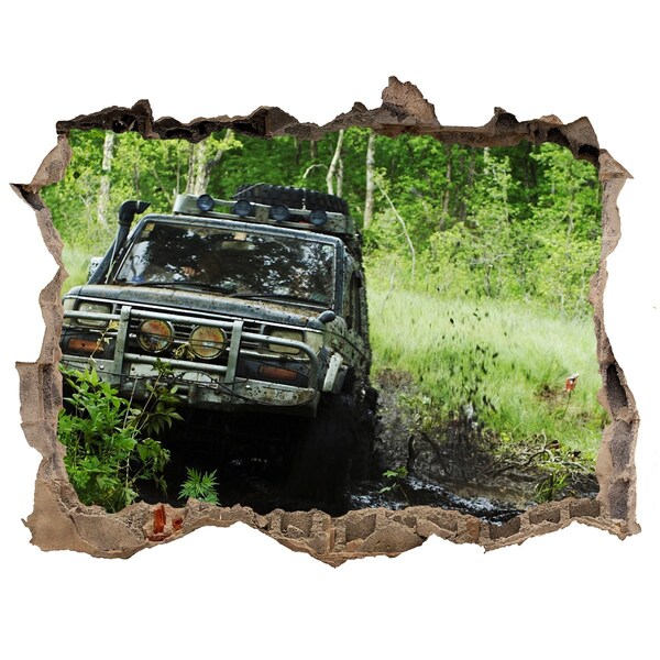 Fototapet un zid spart cu priveliște Aventură off-road în pădure