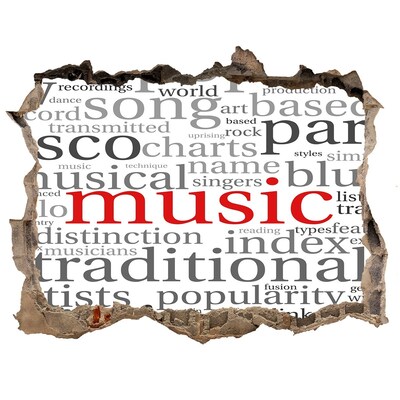 Fototapet 3D gaură în perete Gaură muzicală în perete