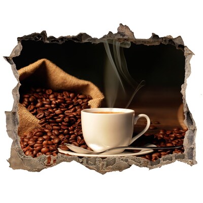 Autocolant de perete gaură 3D Cafeaua în inima boabelor