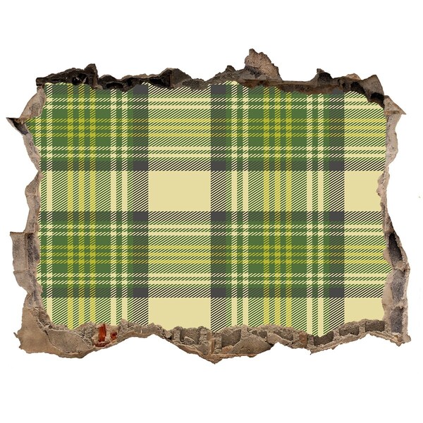 Fototapet 3D gaură în perete Model verde în carouri