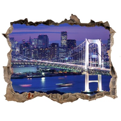 Autocolant 3D gaura cu priveliște Podul în lumina nopții