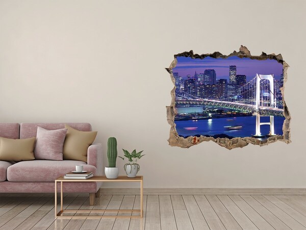 Autocolant 3D gaura cu priveliște Podul în lumina nopții