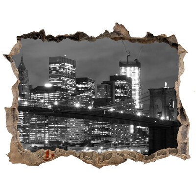 Fototapet un zid spart cu priveliște Vedere a orașului New York noaptea