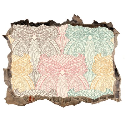 Autocolant autoadeziv gaură Bufnițe înaripate pe un fundal de piatră