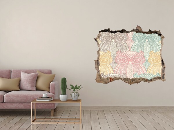 Autocolant autoadeziv gaură Bufnițe înaripate pe un fundal de piatră