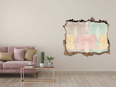 Autocolant autoadeziv gaură Bufnițe înaripate pe un fundal de piatră