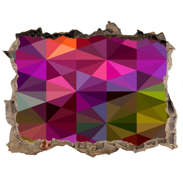 Fototapet un zid spart cu priveliște Vitralii colorate în gaura din perete