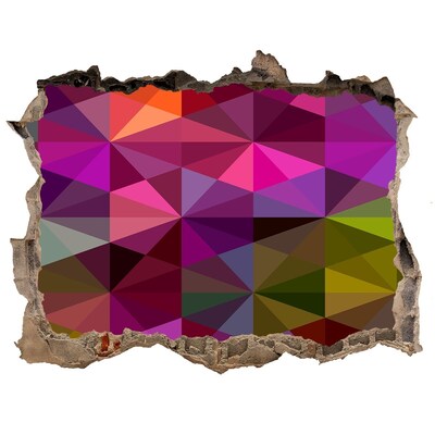 Fototapet un zid spart cu priveliște Vitralii colorate în gaura din perete