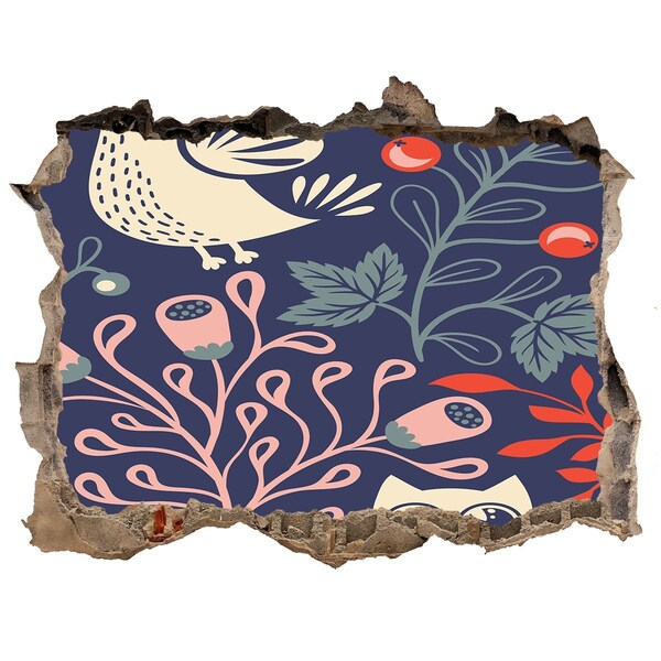 Autocolant autoadeziv gaură Model floral cu bufnițe