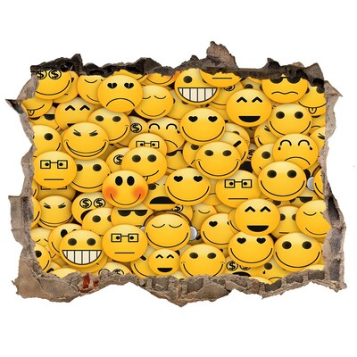 Autocolant de perete gaură 3D Emoji-uri zâmbitoare într-o gaură în perete