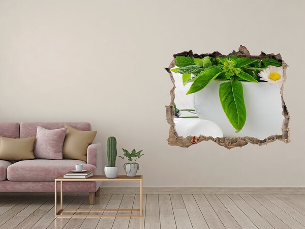 Autocolant gaură 3D Vegetație verde în peretele deteriorat