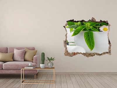 Autocolant gaură 3D Vegetație verde în peretele deteriorat