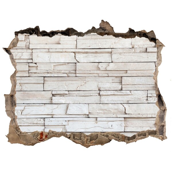 Autocolant de perete gaură 3D Un perete deteriorat cu finisaj din piatră