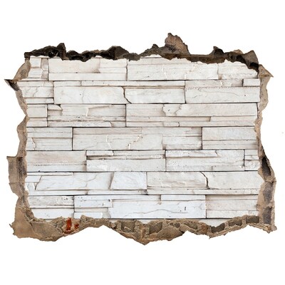 Autocolant de perete gaură 3D Un perete deteriorat cu finisaj din piatră