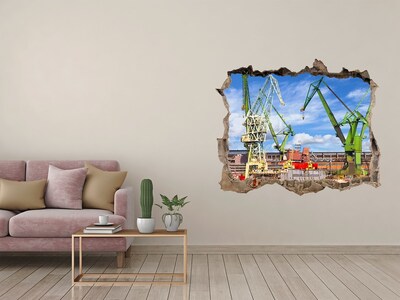 Fototapet 3D gaură în perete Portul industrial în acțiune