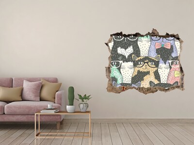 Autocolant un zid spart cu priveliște Pisici cu ochelari
