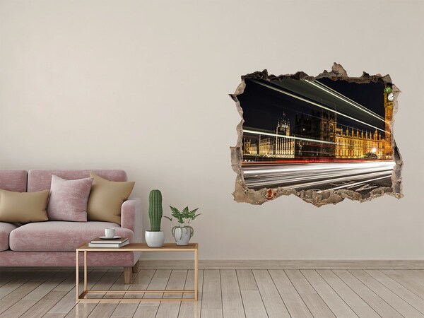Autocolant un zid spart cu priveliște Repere din Londra noaptea