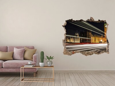 Autocolant un zid spart cu priveliște Repere din Londra noaptea