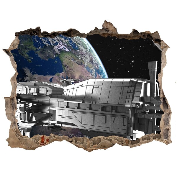 Autocolant gaură 3D O navă spațială pe cer