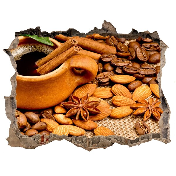 Fototapet 3D gaură în perete O masă cu cafea la o gaură în perete