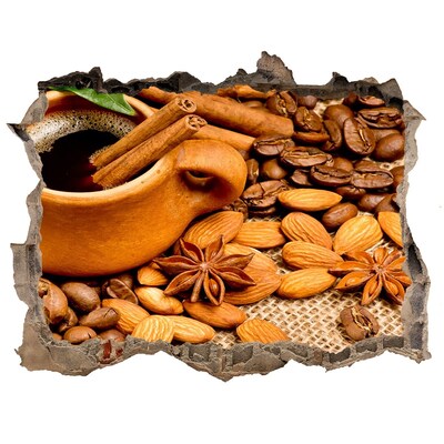 Fototapet 3D gaură în perete O masă cu cafea la o gaură în perete