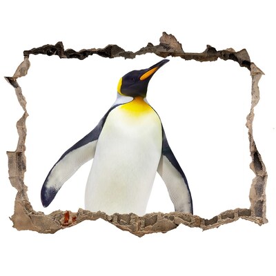 Autocolant 3D gaura cu priveliște Pinguin într-o gaură în perete