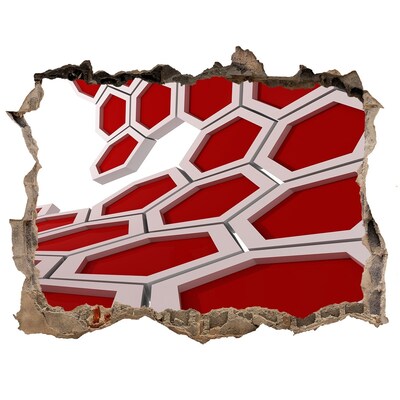 Autocolant de perete gaură 3D Labirint roșu în beton